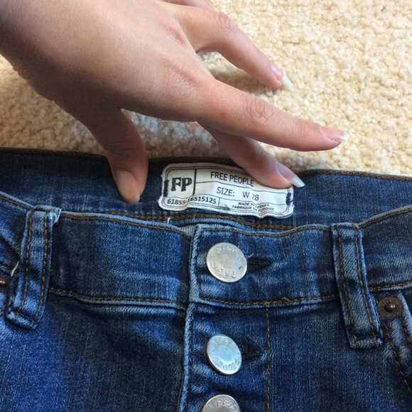 Free People skinny Reagan jeans distressed button denim button fly - Picture 3 of 5